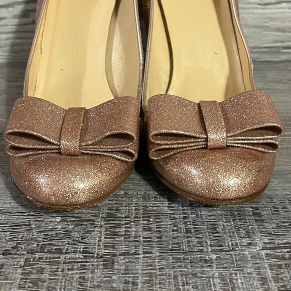 Kate Spade Womens Krysta Bow Pump Pink Glitter Patent Leather Heels 9 - Picture 10 of 15